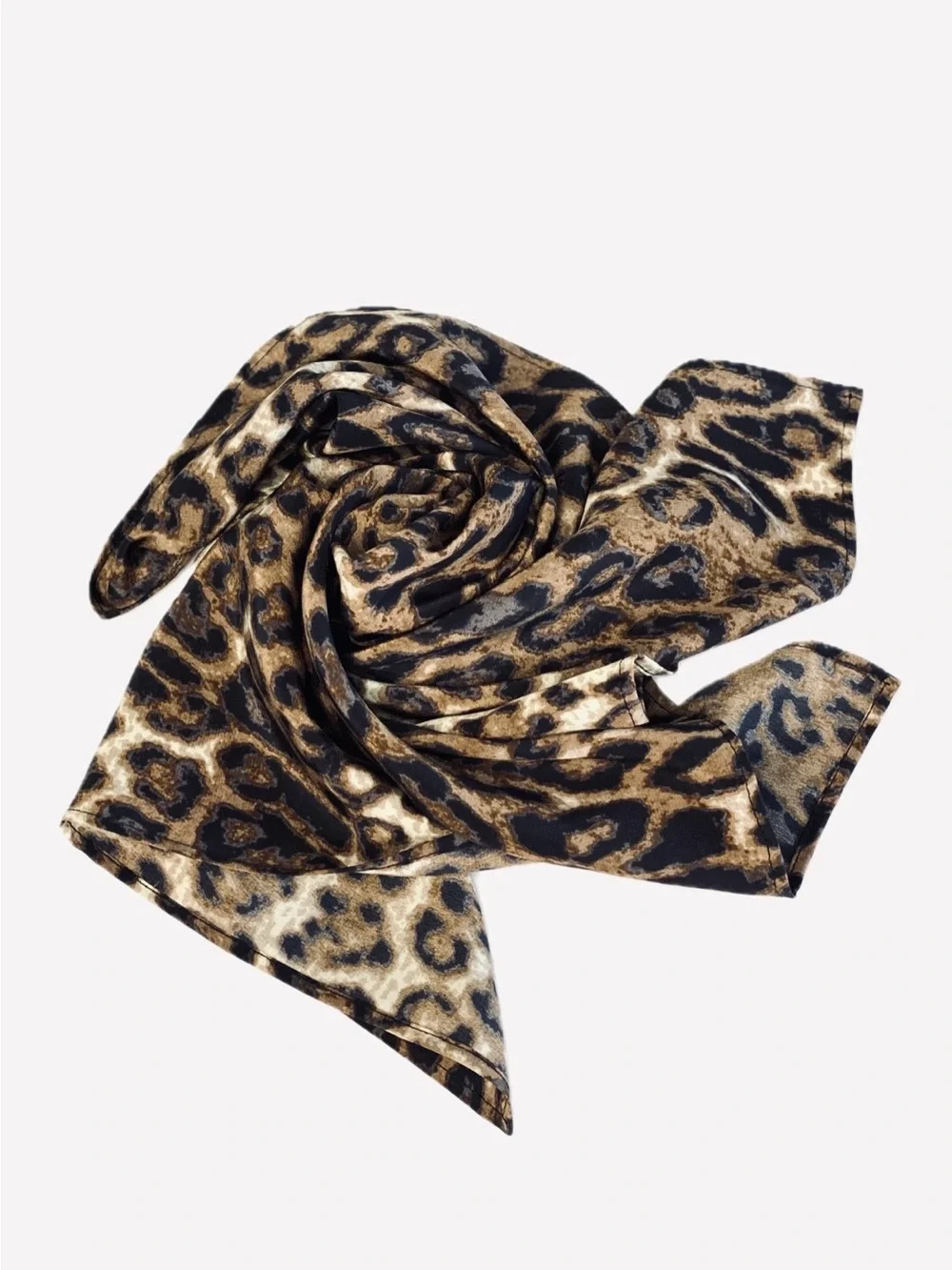 NWT SILKLETTE Animal Print 100% Fine Silk Kerchief Scarf CREAM/BROWN/BLACK